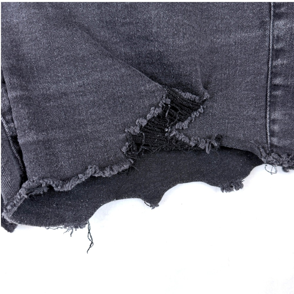 Refuge Denim Nashville Shorts Juniors 9 Black High Rise Button Fly Distressed - Picture 7 of 9